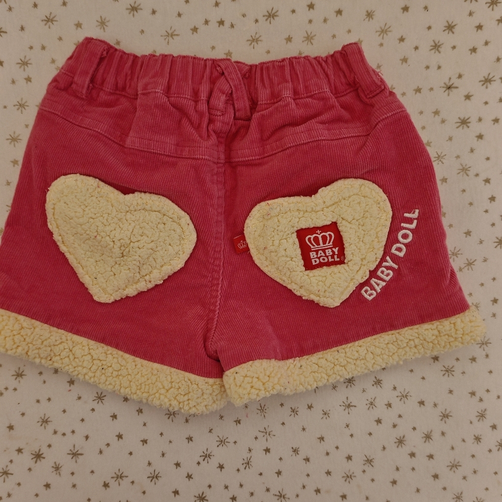 4/25 Baby Doll Pink Corduroy Shorts with Sherpa Trim
